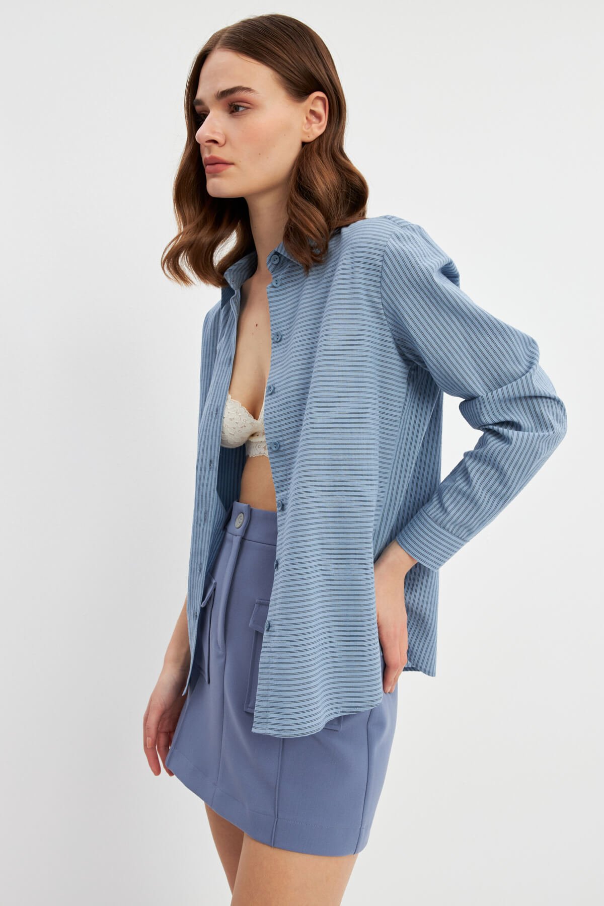 Mavi Çizgili Basic Gömlek