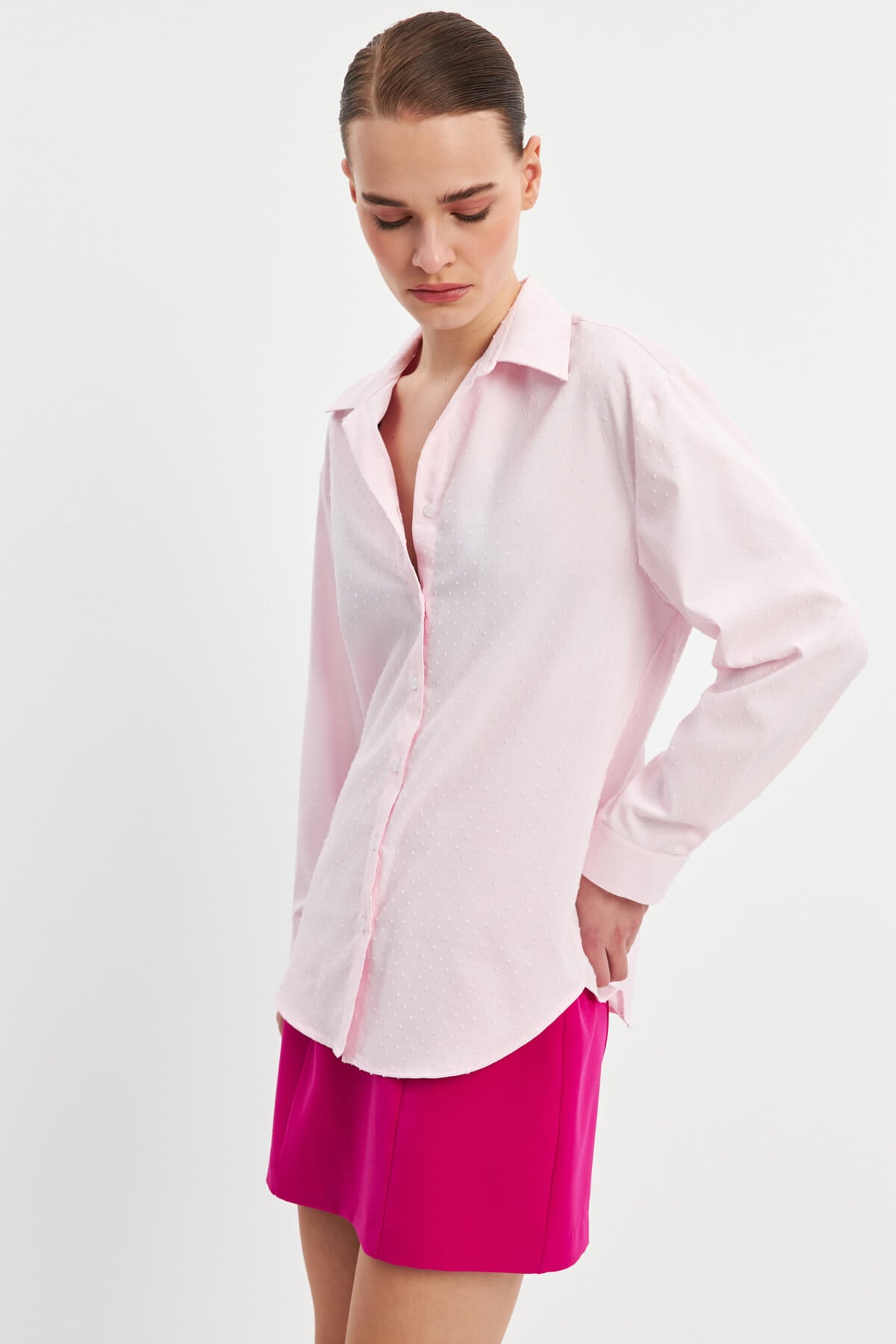 Pembe Basic Gömlek