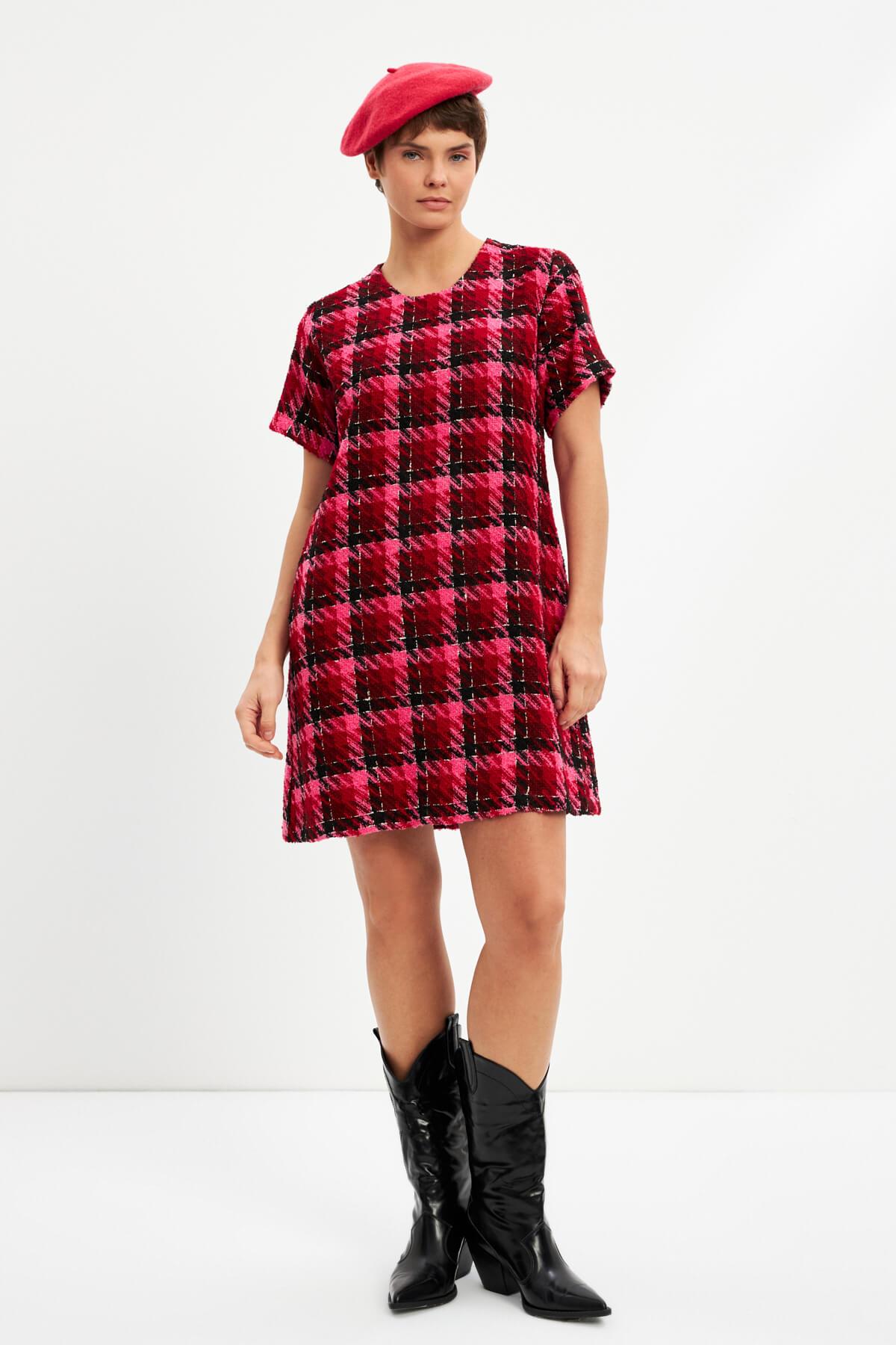 Pembe Tüvit Mini Elbise