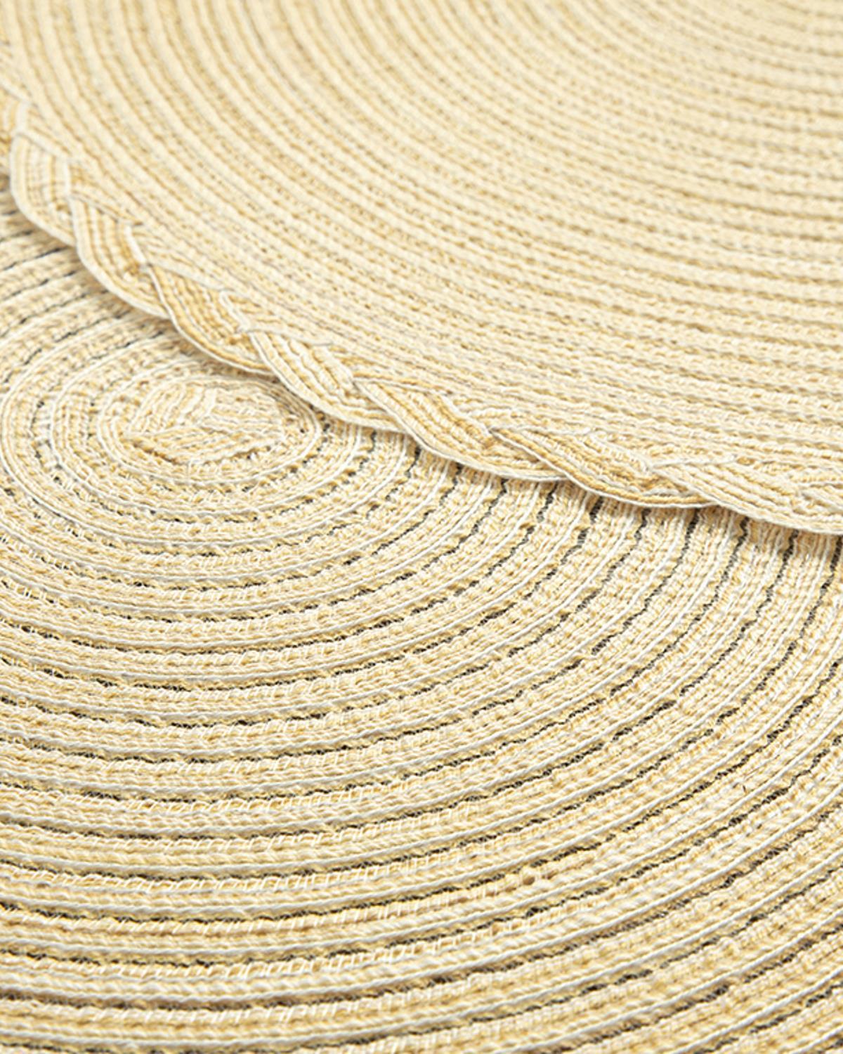 Braided Polyester 2 pcs Table Mat 38 cm Cream