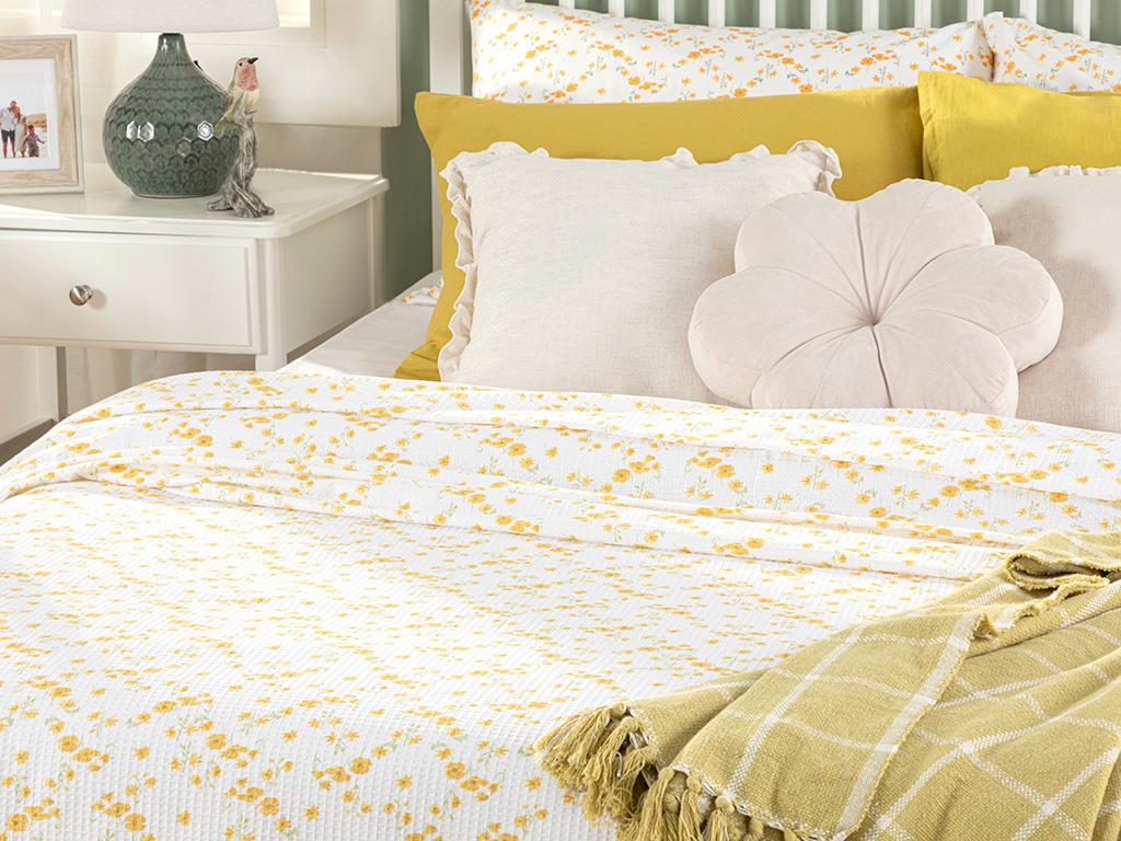 Înflorire de vară  Cu imprimeu Pentru o persoana  CUVERTURĂ 150x220 cm Galben