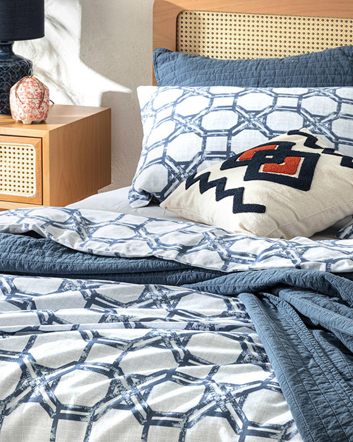 Adelmo Bumbac Double Set Lenjerie De Pat 200x220 cm Indigo.
