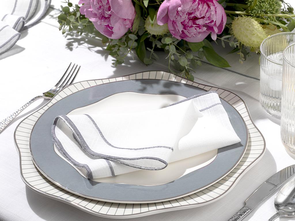 Adora Polyestere 4 Set Guest Napkins 40x40 cm White-Gray