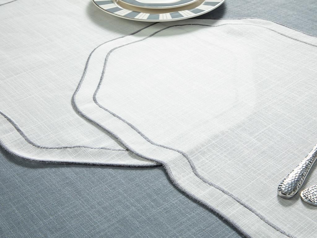 Adora Polyestere 2 Set Place Mat 35x50 cm White-Gray