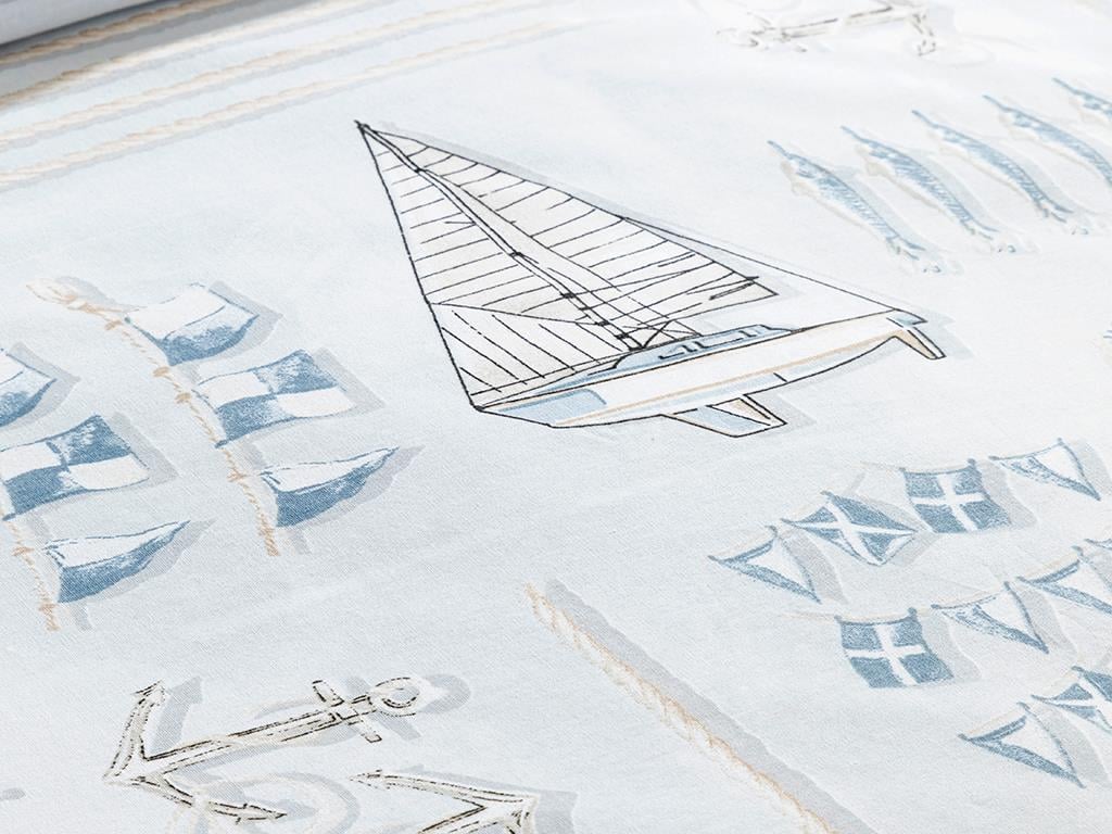Ahoy căpitane Cottony  King Size  SET LENJERIE DE PAT 240x220 cm Albastru.