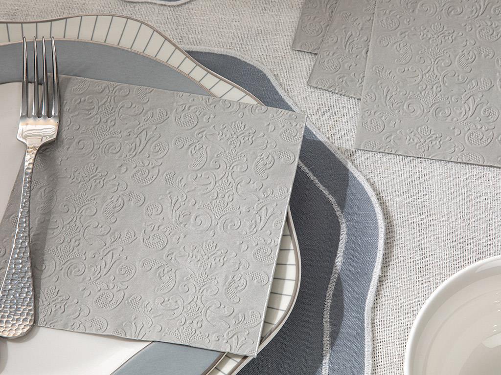 Allegro Paper 20 Set Tissue Napkin 33x33 cm Silver.