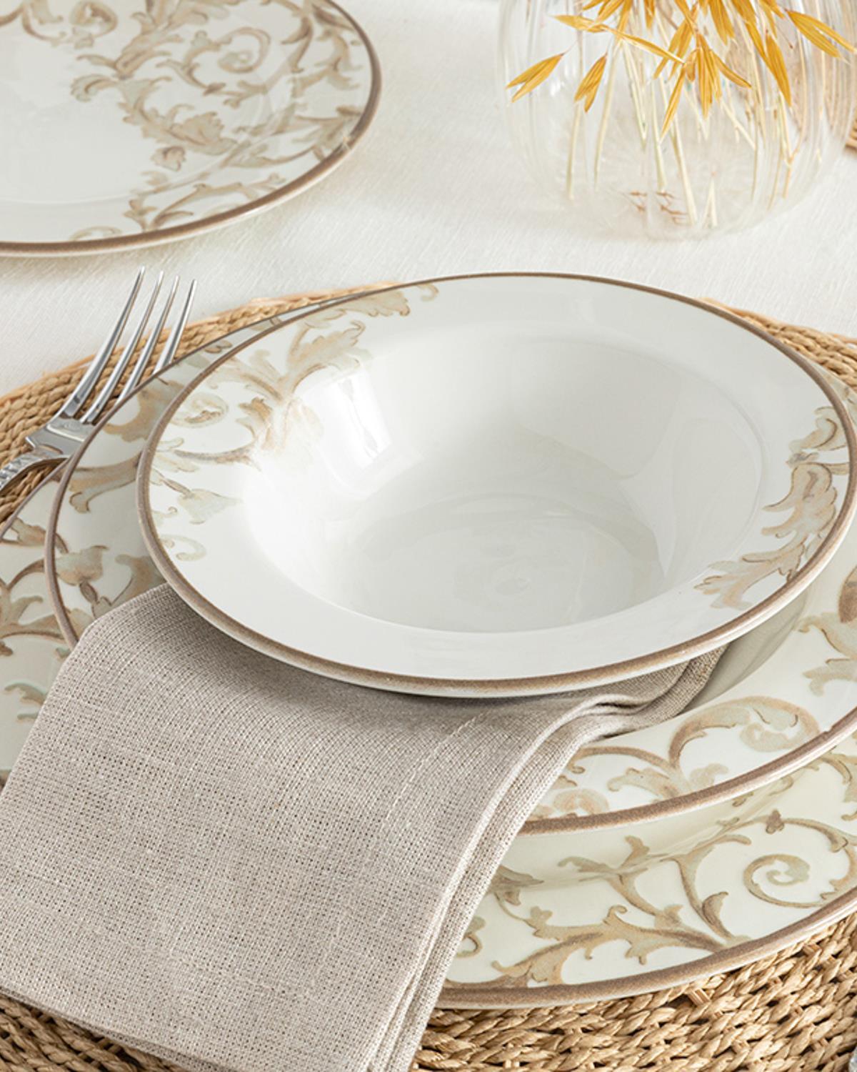 Royal Blend Porcelain Table Set 24 ParÃ§a 6 kiÅilik Beige