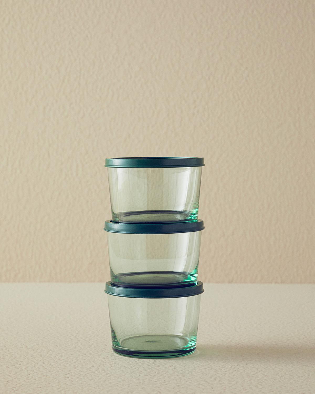 amintiri Sticlă Cu 3 Piese Recipient Depozitare 220 ml Verde