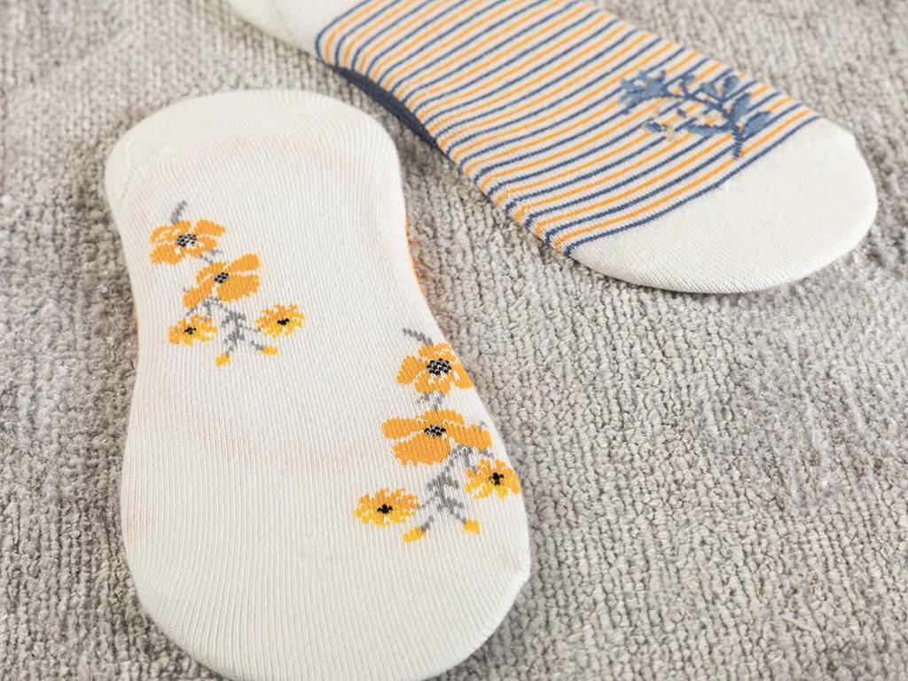 Funny Cotton Women 2 pcs Ballet Socks Standart Mustard Yellow - Navy Blue