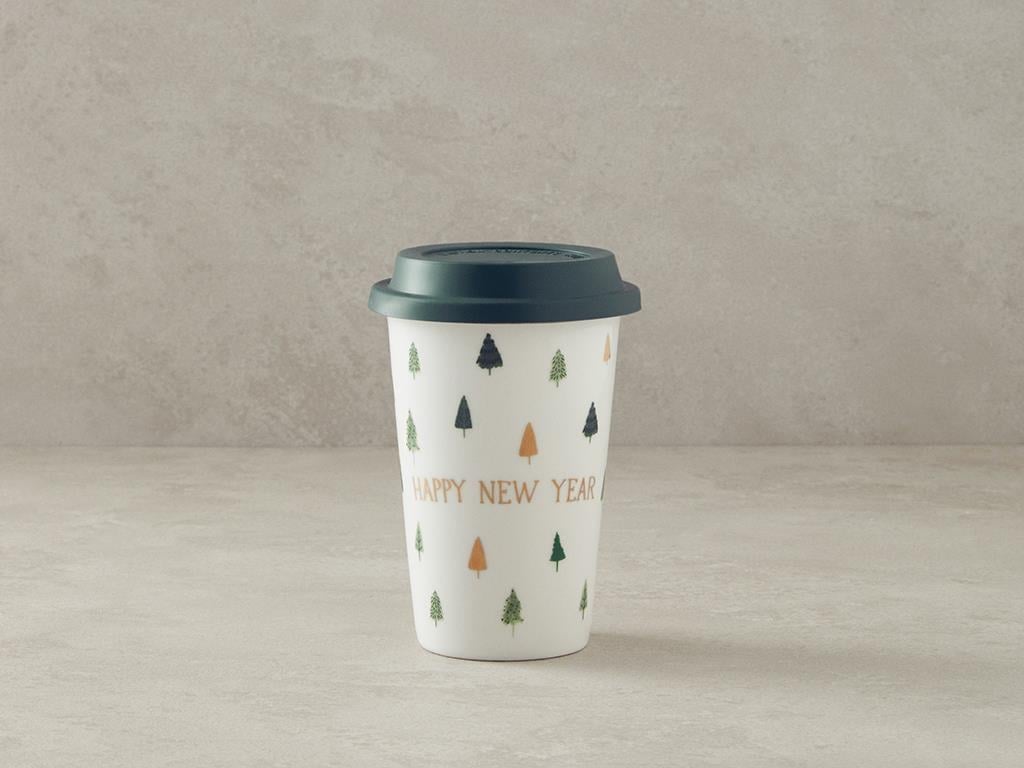 An nou fericit Porțelan New Bone China Cu Capac De Silicon Cană De Călătorie 400 ml Verde