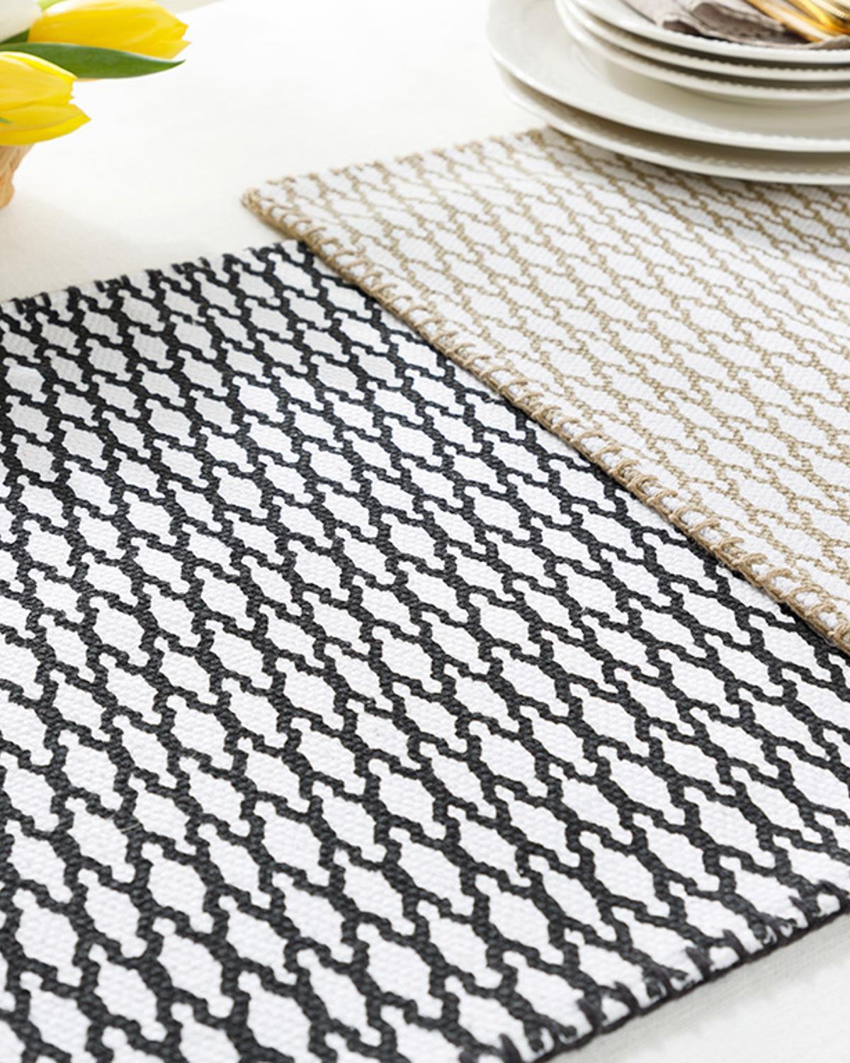 Anchor Cotton 2 pcs Table Mat 40x40 cm Beige - Black