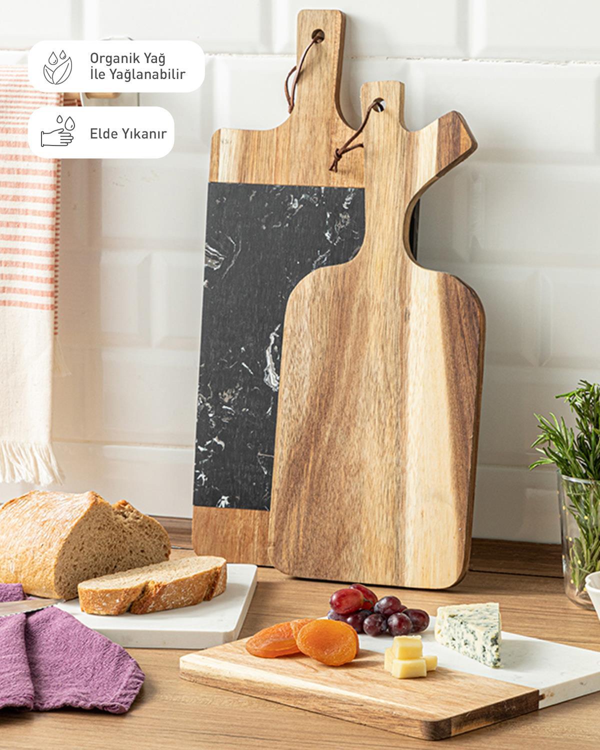 Andrea Acacia Cutting Board 36x15 cm Beige - White