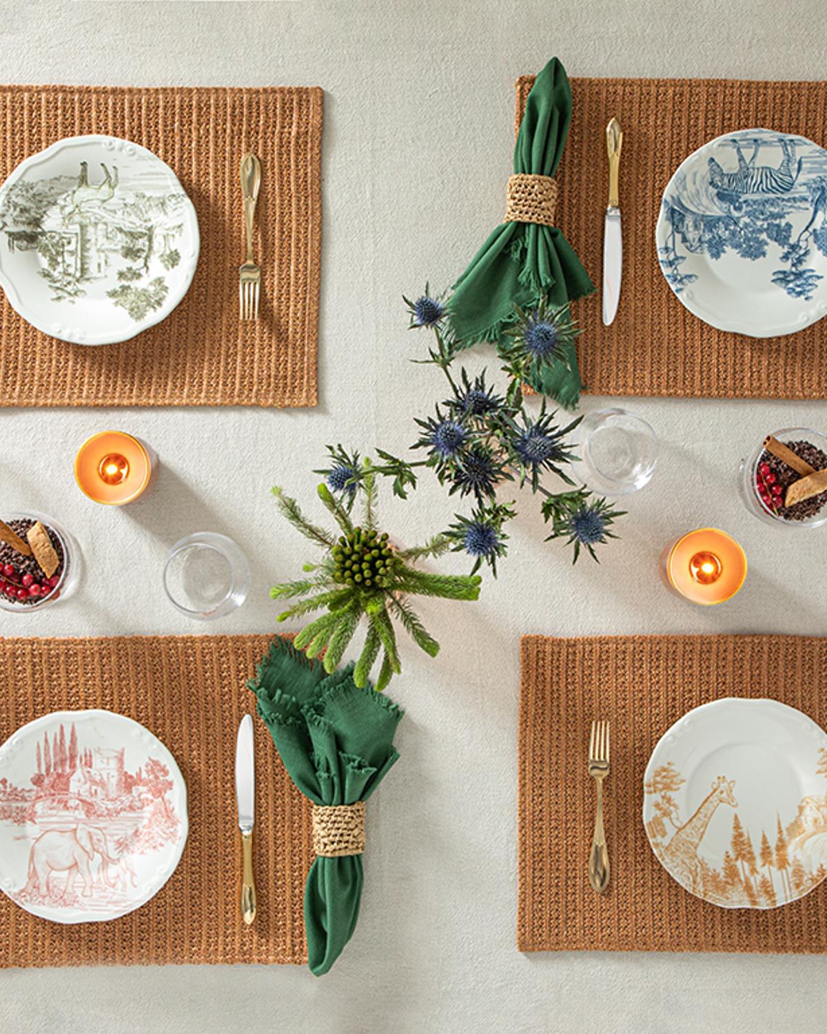 Animals Porcelain 4 Pcs Cake Plate 20 cm Colored