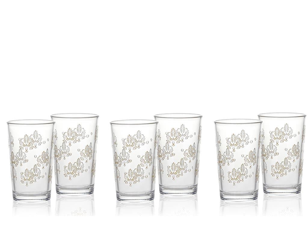 Alder Glass 6 Set Served with Coffee Water Glass 100 ml Gold