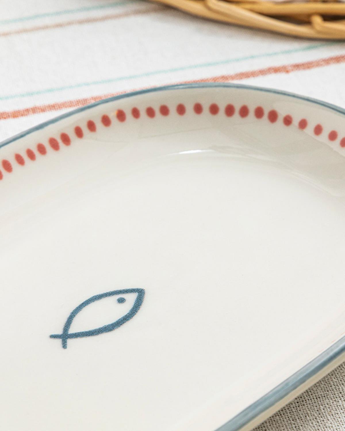 Aquatic Fish Porcelain Platter 20 cm Red
