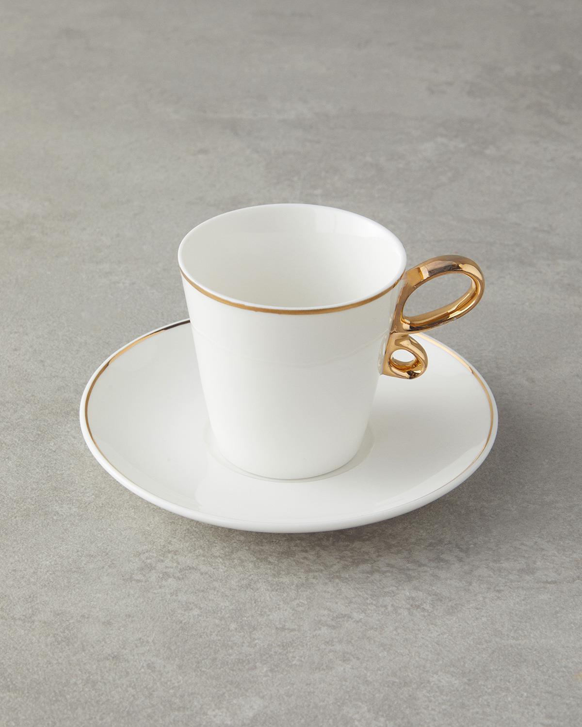 aripă Porțelan New Bone China 12 Piese 6 Persoane Set De Cești De Cafea 90 ml Gold