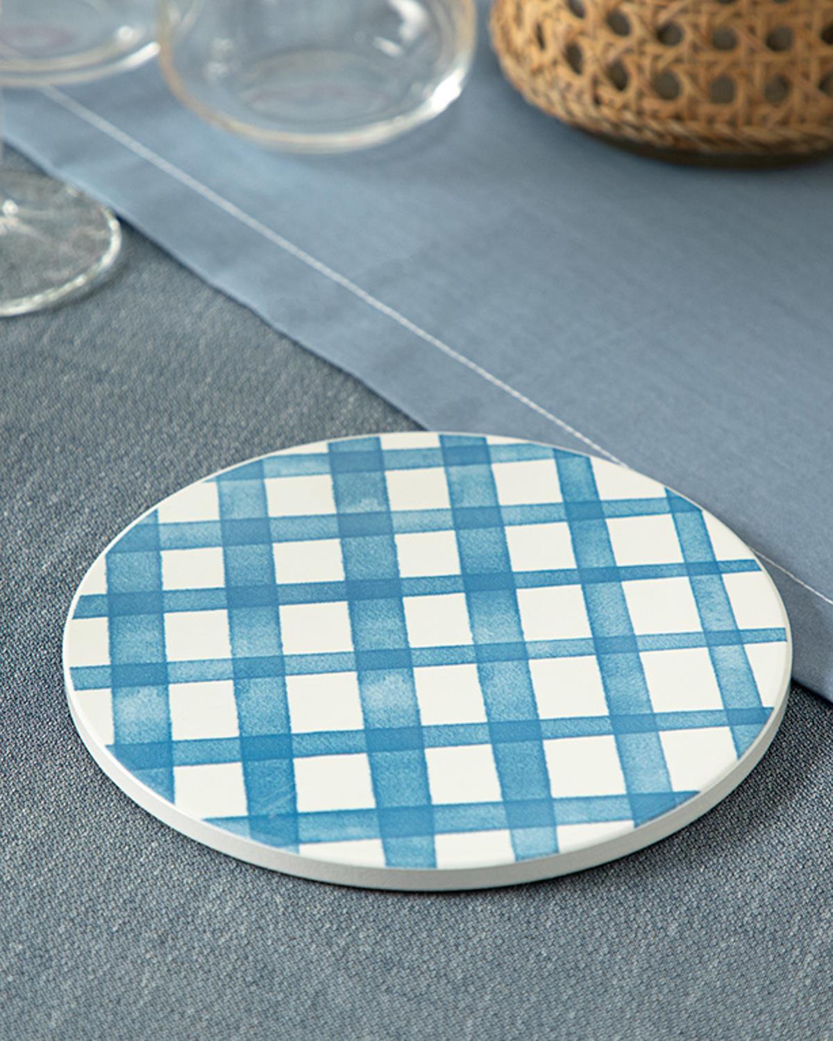 Art Pop Plaid Silicone Hot Mat 16 cm Blue