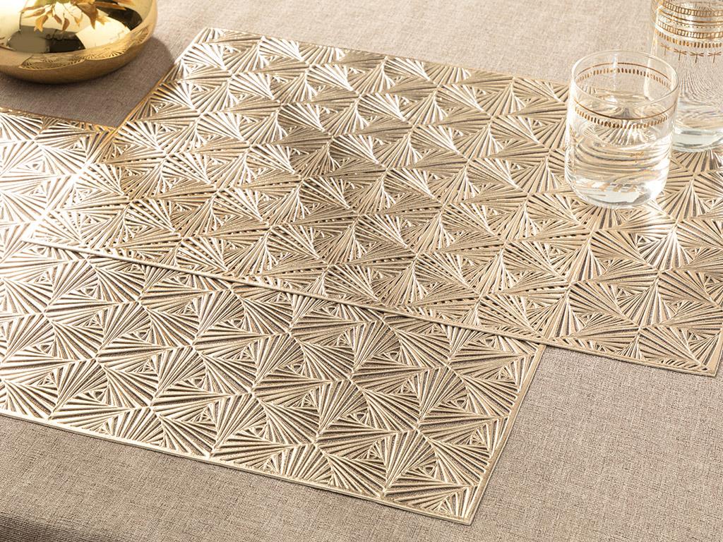 Arya PVC 2 Set Place Mat 30x45 cm Gold