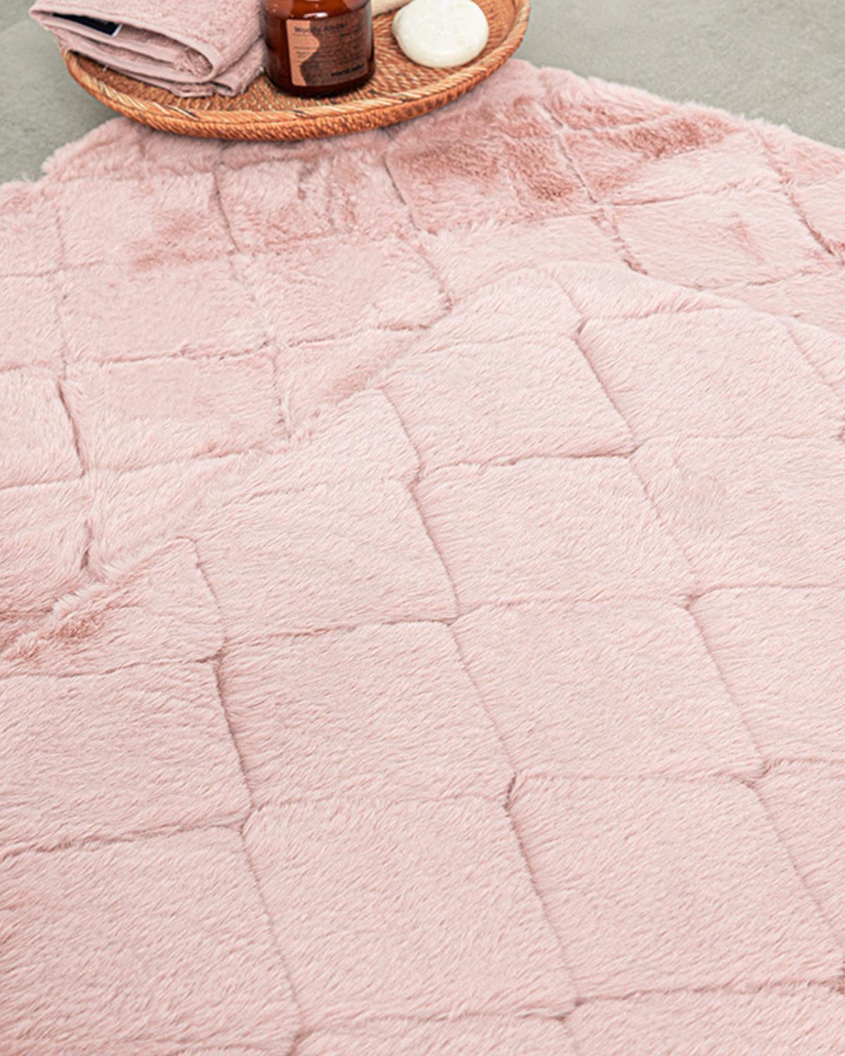 Soft Touch Rabbit Plush Bath Mat Set 60x90 cm+45x60 cm Powder