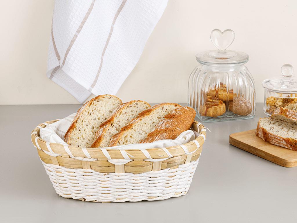 Audrey Straw Oval shaped Bread Basket 18x25x9 cm White