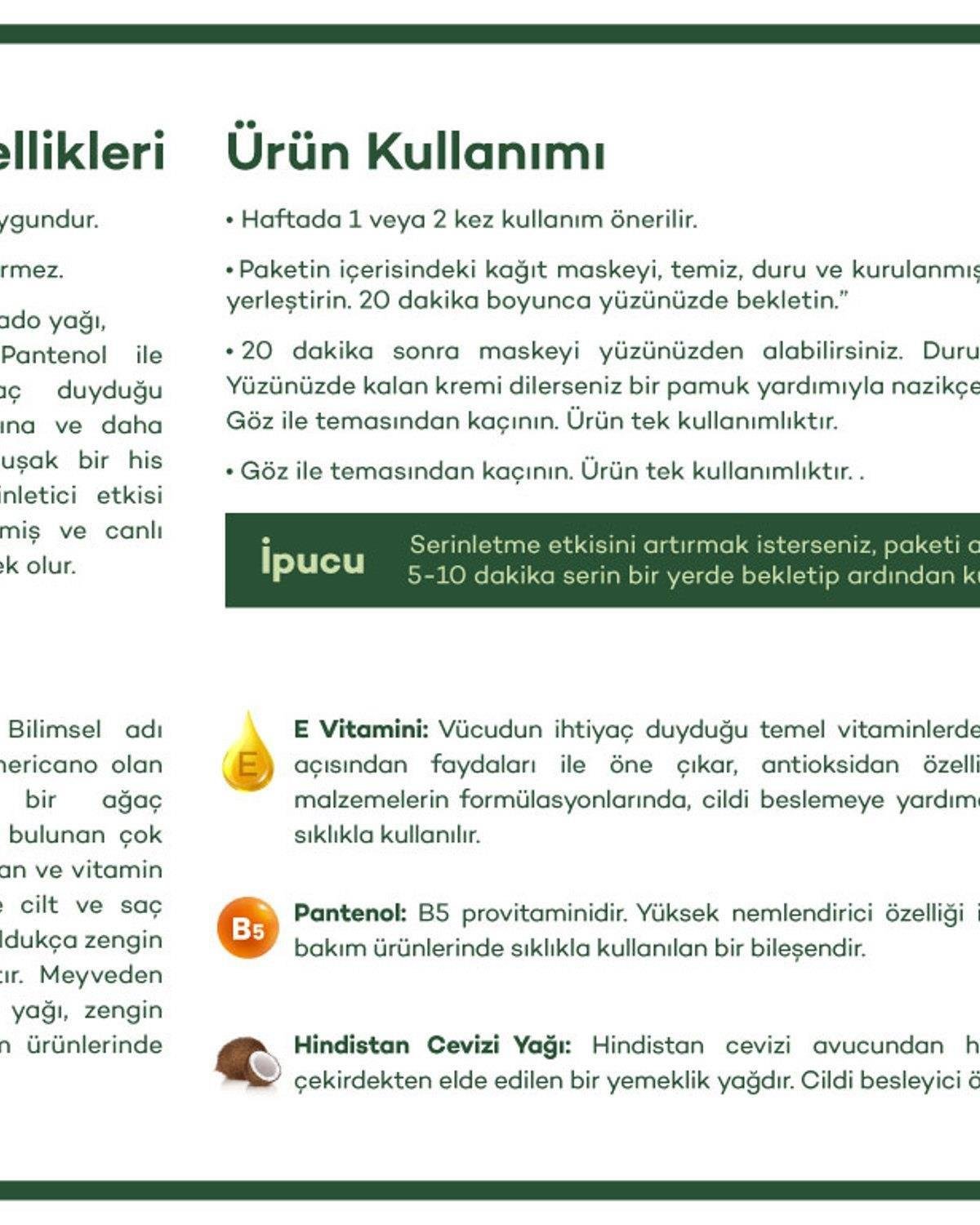 Avokado Yağı Mask 25 ml Green