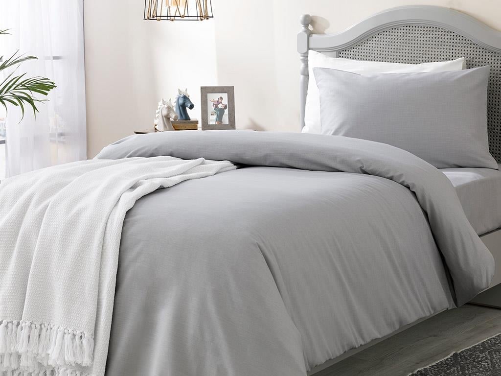 Baltat Bumbac/Viscoză Pentru O Persoana Set Lenjerıe De Pat 160X220 Cm Albastru