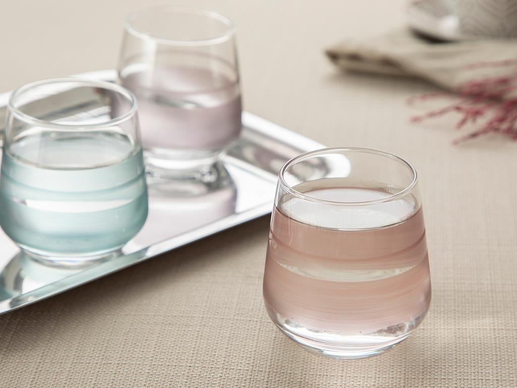 Band Glass 6 Pcs for Coffee Side Water Glass 115 ml Colored