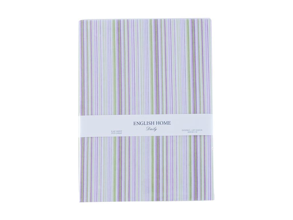 Candy Stripe Cotton Double Sheet 240x260 cm Lilac.