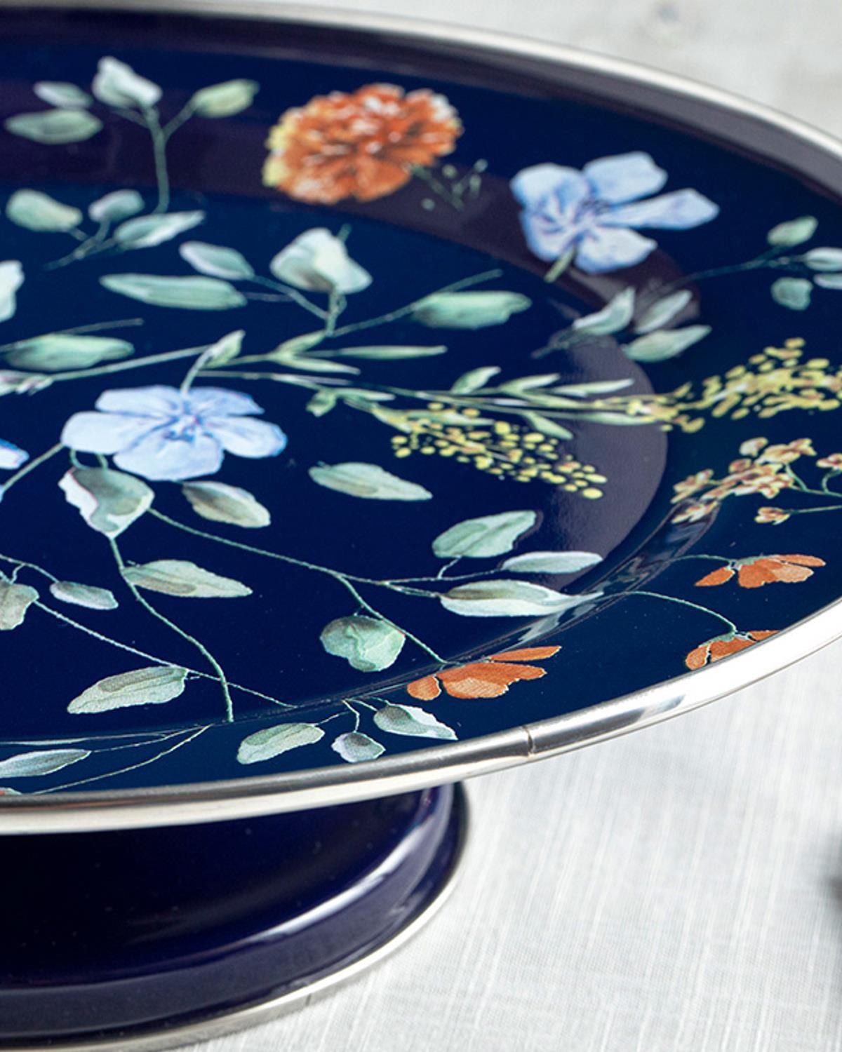 Belleza Enamel Cake Dome 31 cm Cobalt Blue