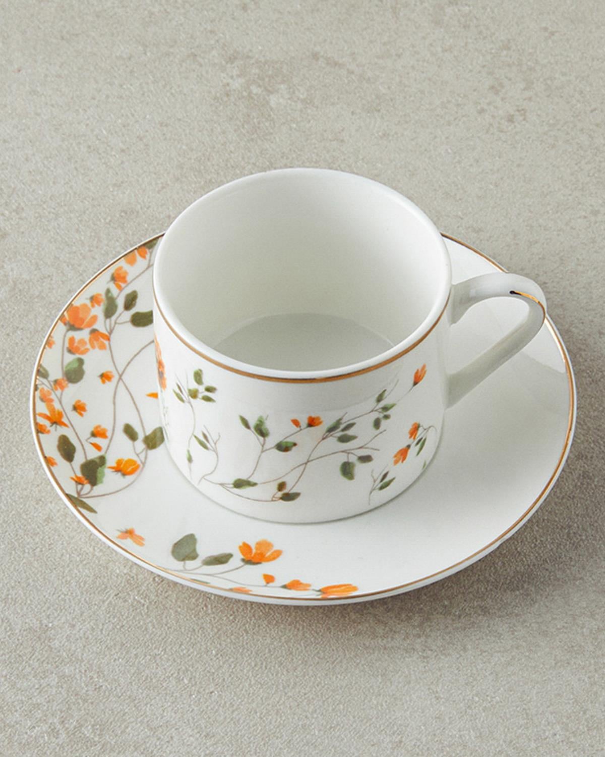 Belleza New Bone China 4 Parça 2 Kişilik Coffee Cup Set 80 ml NavyBlue-White
