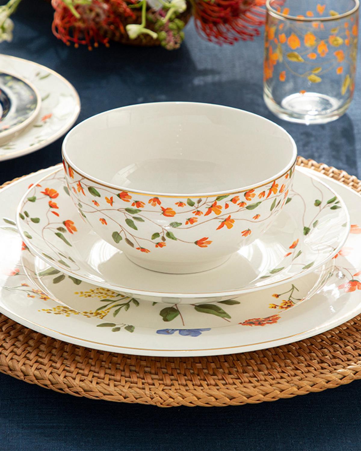 Belleza New Bone China Bowl 14 cm Green - Orange