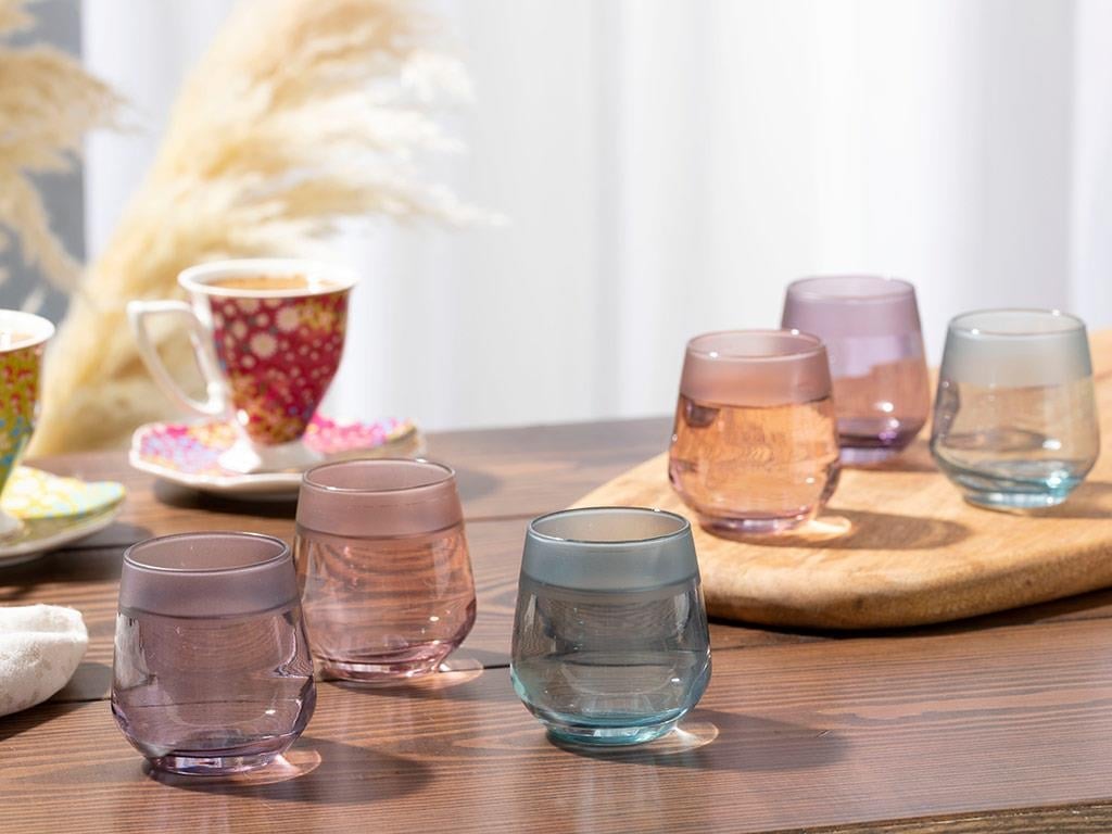 Bande Glass 6 Set Served with Coffee Water Glass 115 ml Colorful
