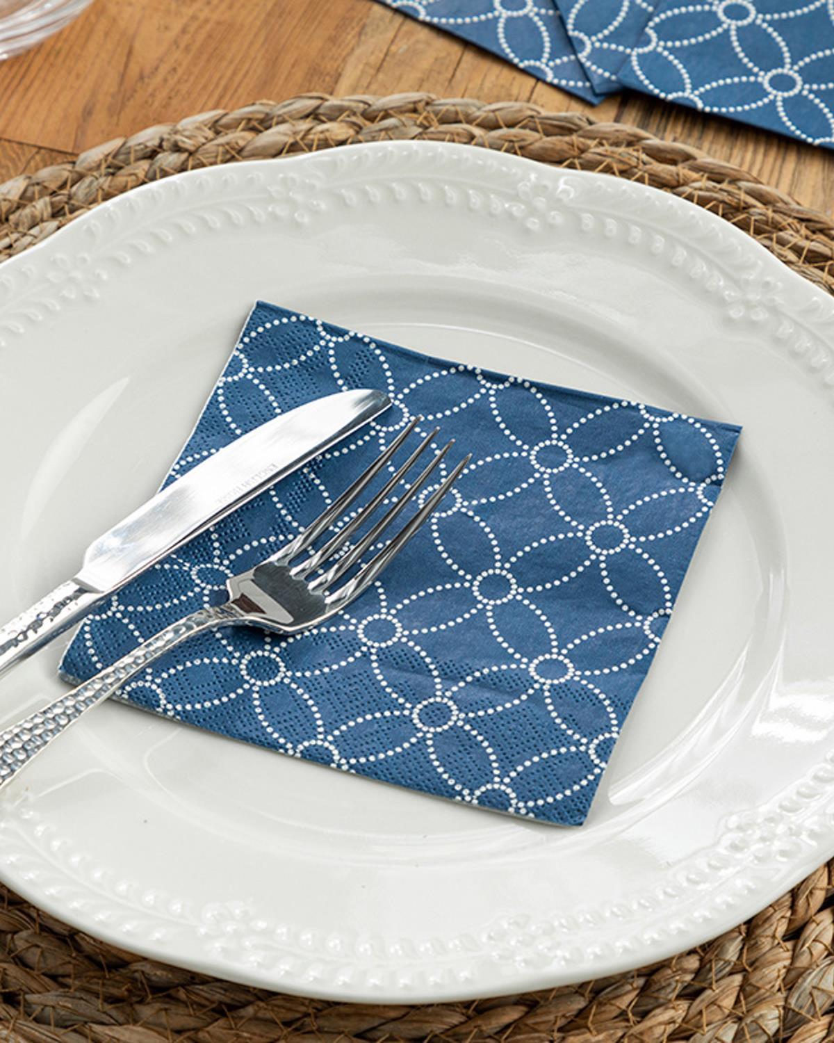 Berry Branches Paper 20 pcs Tissue Napkin 25x25 cm Navy Blue