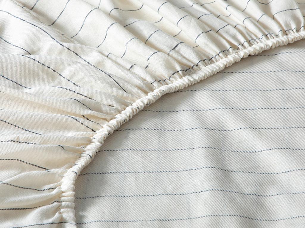 Blând Pinstripe Twill Pentru O Persoana Set Lenjerıe De Pat 160X220 Cm Albastru İnchis