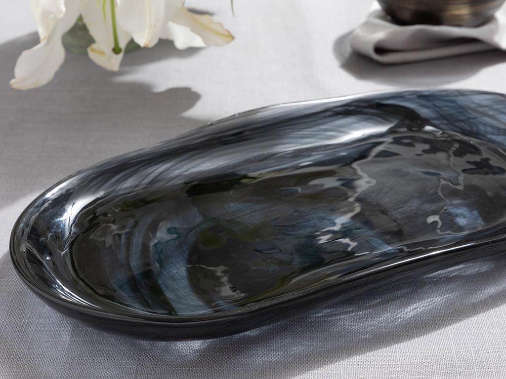 Blacksea Glass Platter 14x27 cm Black