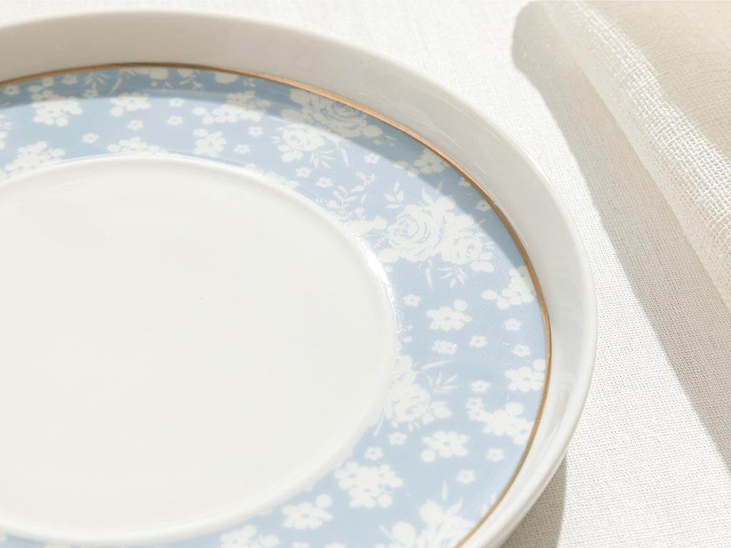 Bloom New Bone 4 Parça 2 Kişilik Tea Cup Set 220 ml White-Blue
