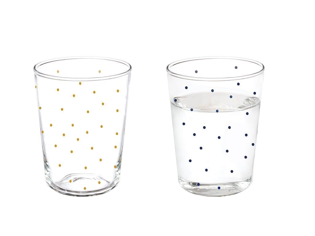 Blue Dots Glass 6 Pcs for Coffee Side Water Glass 100 ml Blue Gold