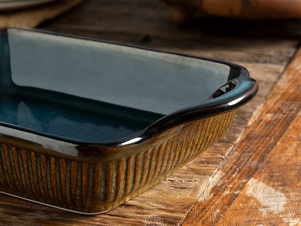 Blurry Stoneware Oven Cover 36x21,3x8,5 cm Blue-Brown