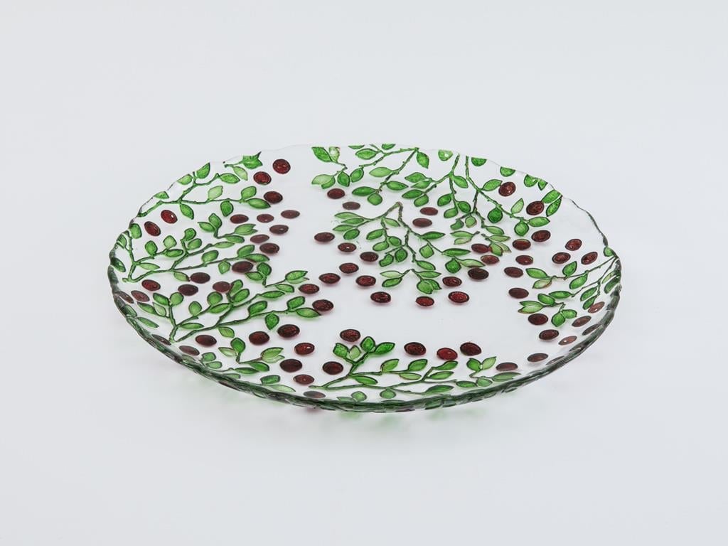 Berry Glass Service Plate 27 cm Red - Green