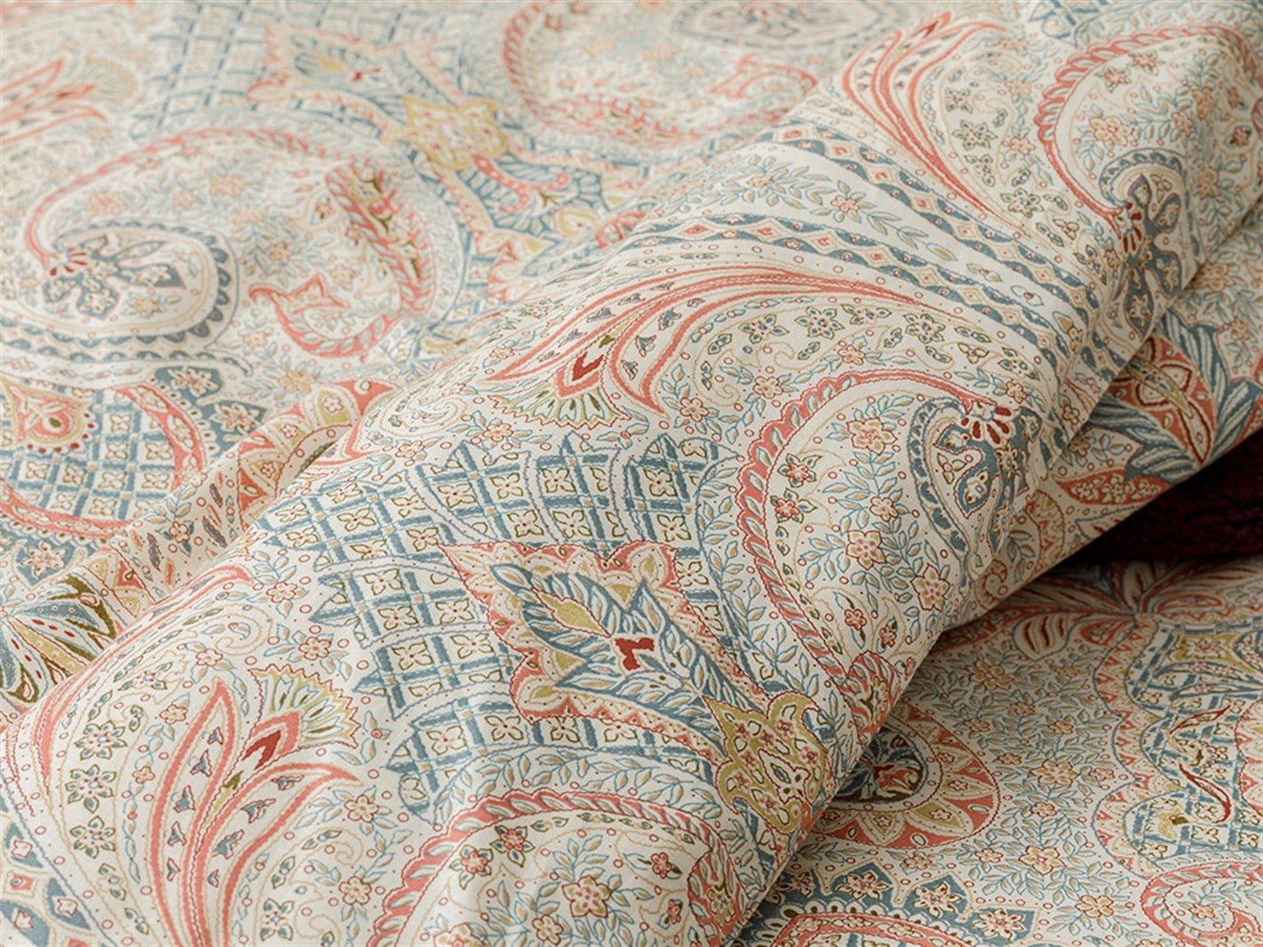Boho Chic 57 Tel / 144 Numărul de fir Super rege 260x220 cm Burgundia-gri
