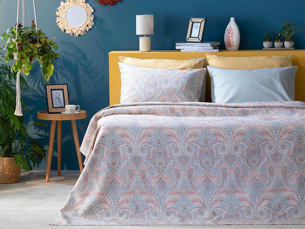 Boho Chic  Cu imprimeu Pentru o persoana  SET CUVERTURĂ 150x220 cm Burgundia-gri