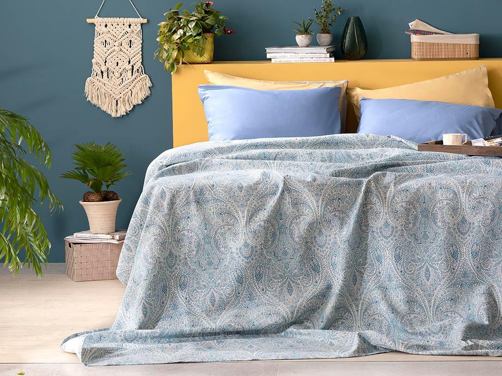 Boho Chic  Cu imprimeu Pentru o persoana  CUVERTURĂ 150x220 cm Albastru