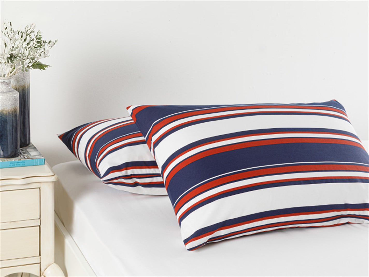 Boho Stripe 57 Tel / 144 Numărul de fir 2 set 50x70 cm Albastru inchis