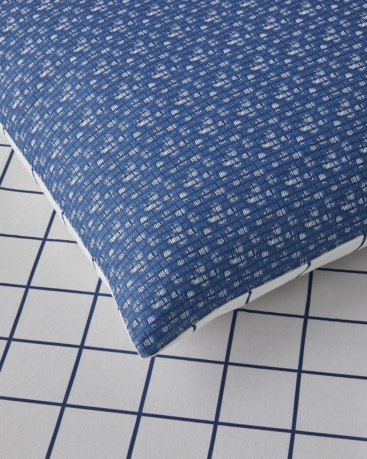 Border Check Ușor De Călcat Double Set Lenjerie De Pat 200x220 cm Albastru