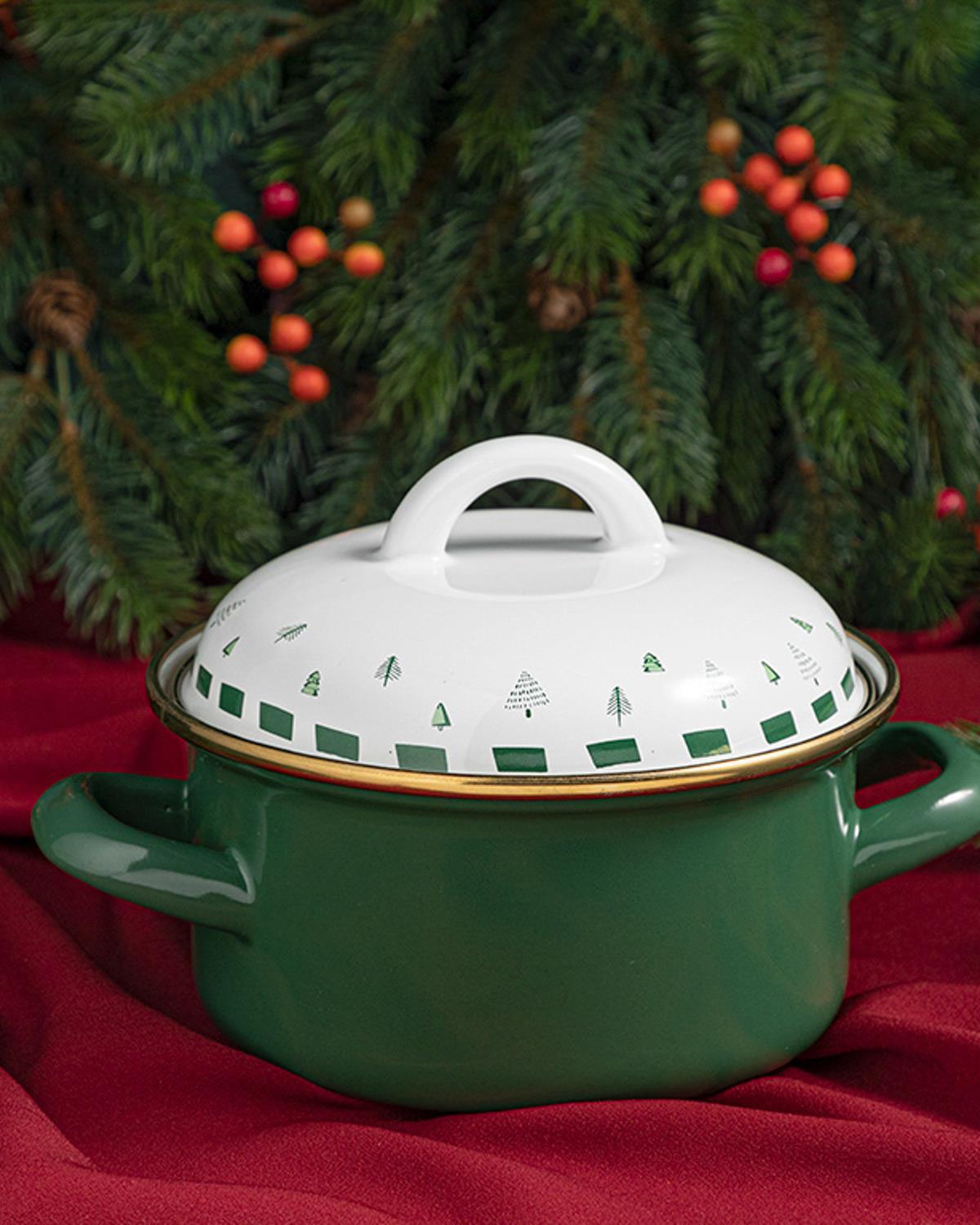 Winter Joy Enamel Mini Cookware 14 cm Green