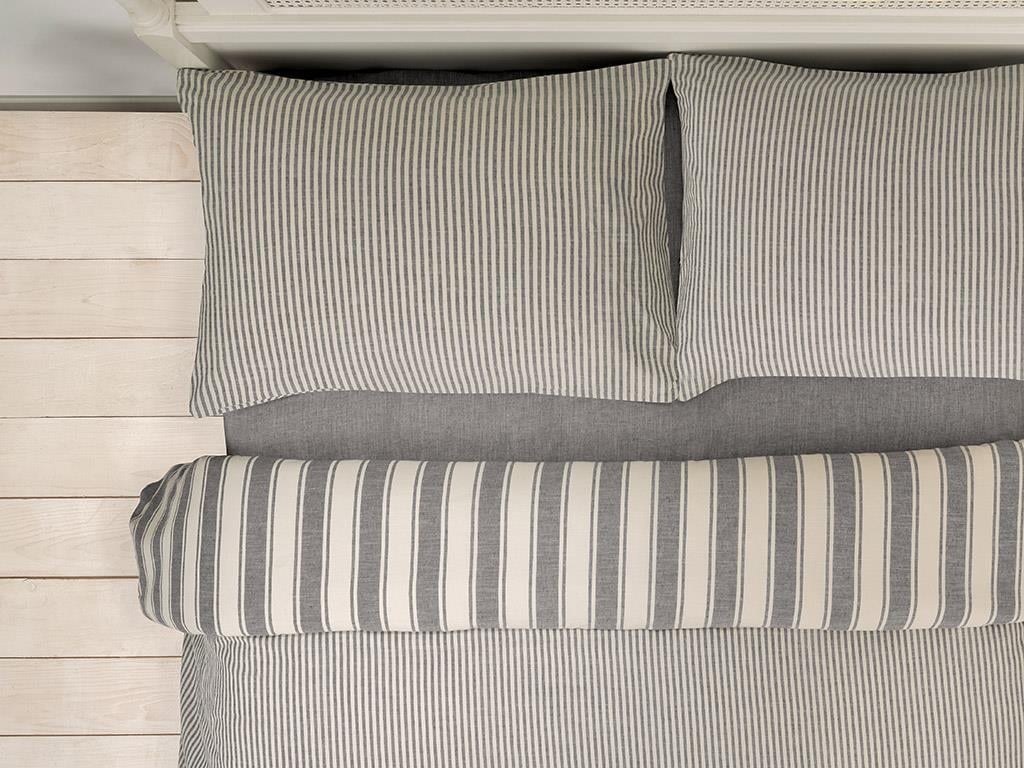 Bumbac pur  Cu ață de bumbac vopsit King Size Set Lenjerie De Pat 240*220 Cm Gri