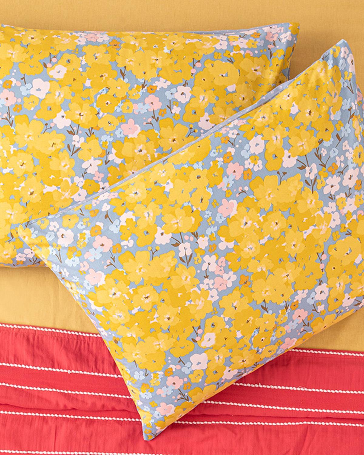 Buttercup Cu Bumbac Cu 2 Piese Față De Pernă 50x70 cm Galben