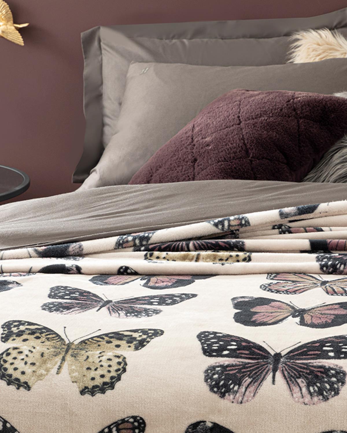 Butterfly Effect Imprimat Super Soft Double Pătură 200x220 cm Culoarea Pietrei