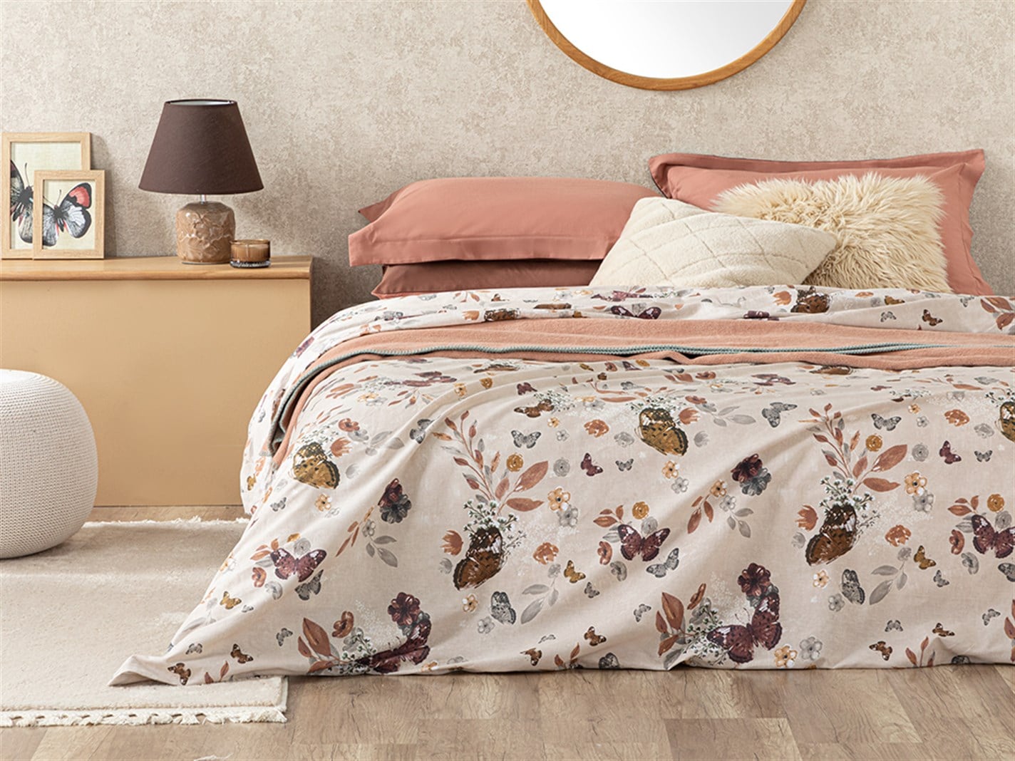 Butterfly Valley 57 Tel / 144 Numărul de fir Pentru o persoana 160X210 CM Burgundia-gri
