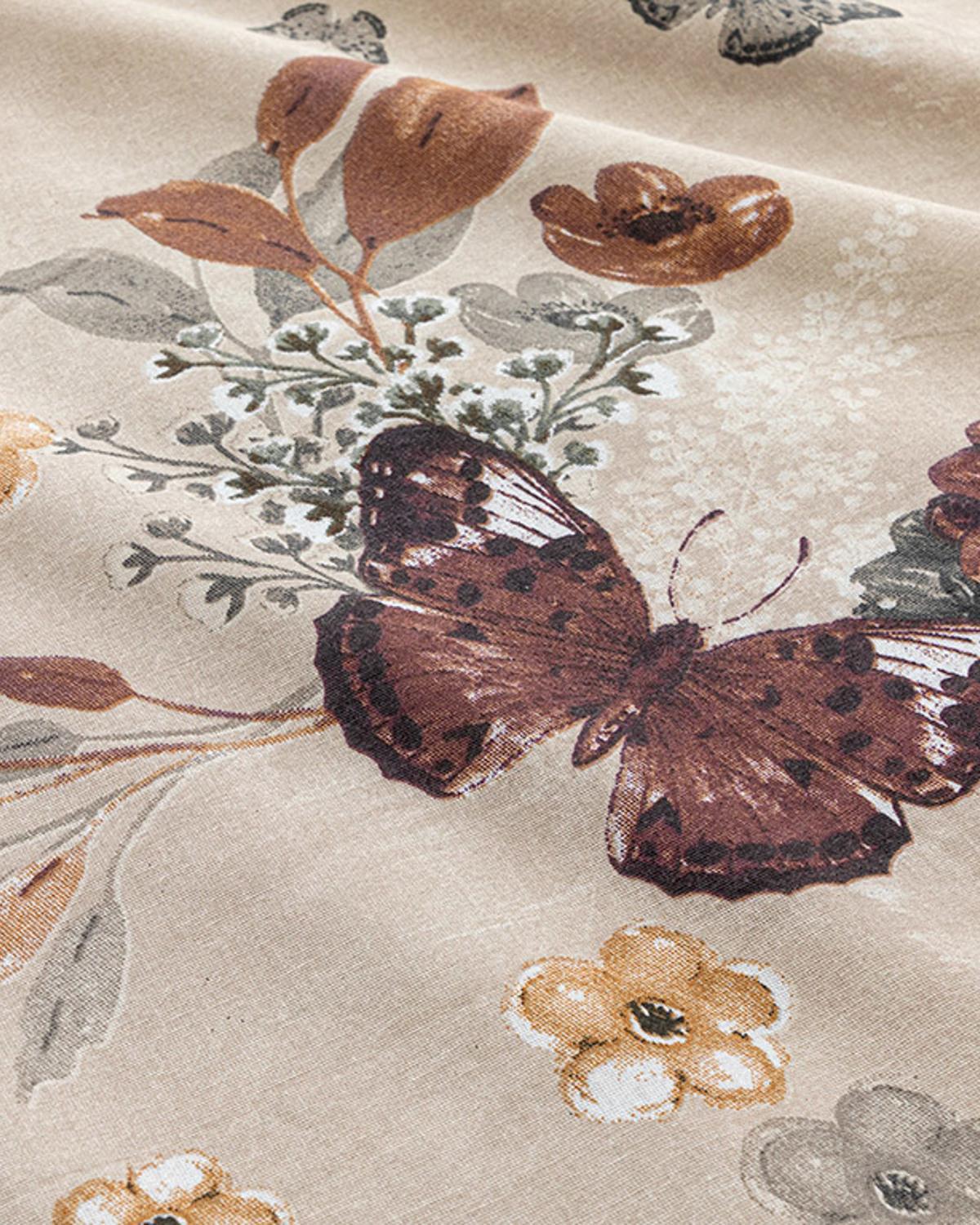 Butterfly Valley Cu Bumbac Double Lenjerie De Pat 200x210 cm Bej